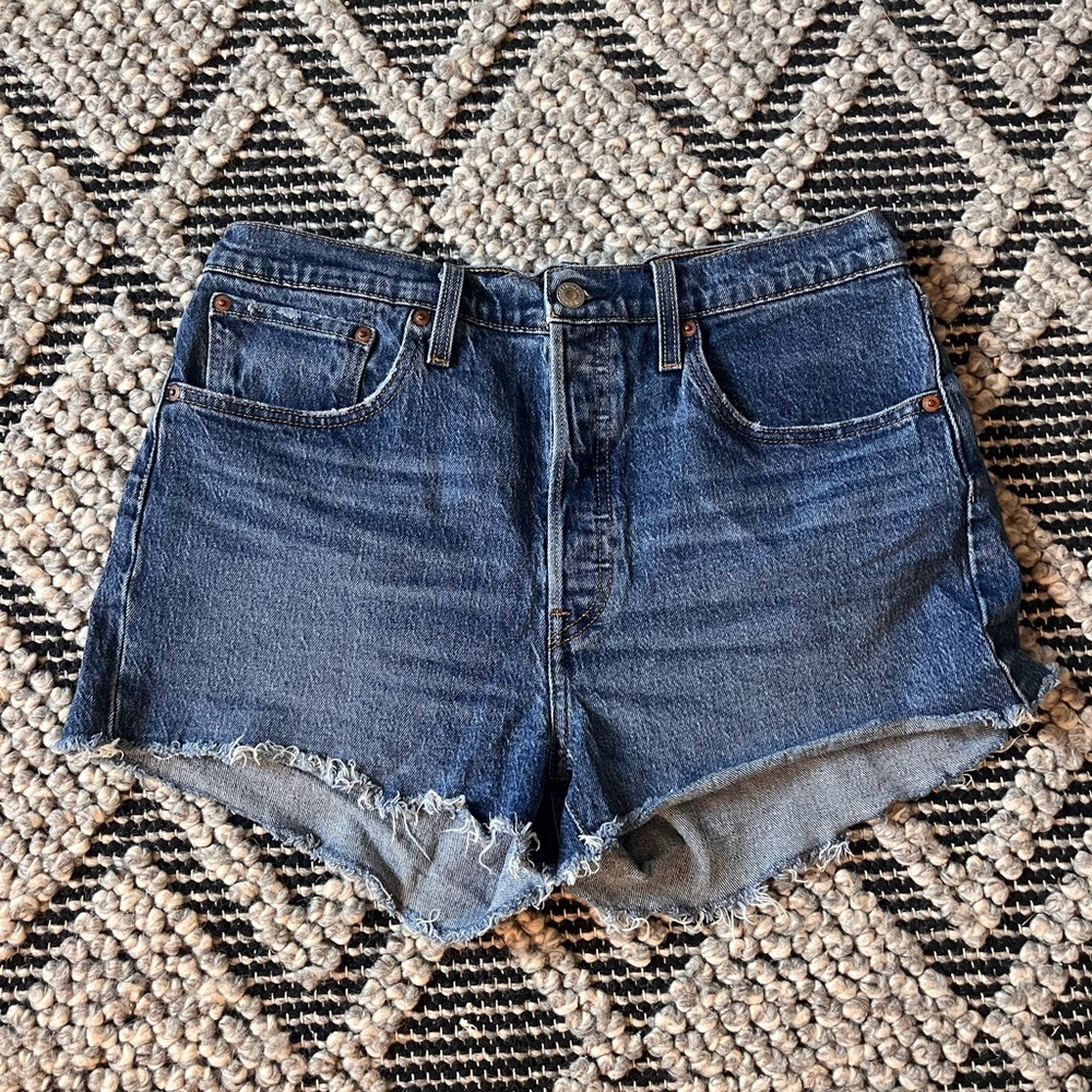 Levi's Dark Blue Denim Cutoff Shorts
